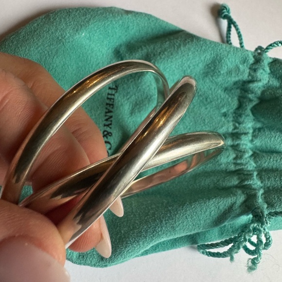 Tiffany & Co. Sterling Silver Triple Interlocking Circle Bangles Bracelet - Picture 1 of 15